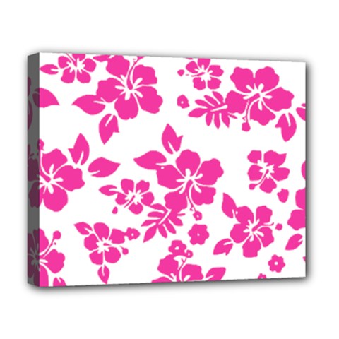 Hibiscus Pattern Pink Deluxe Canvas 20  X 16  (stretched) by GrowBasket