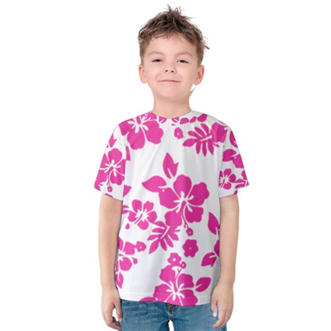 Hibiscus Pattern Pink Kids  Cotton Tee by GrowBasket