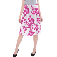 Hibiscus Pattern Pink Midi Beach Skirt by GrowBasket