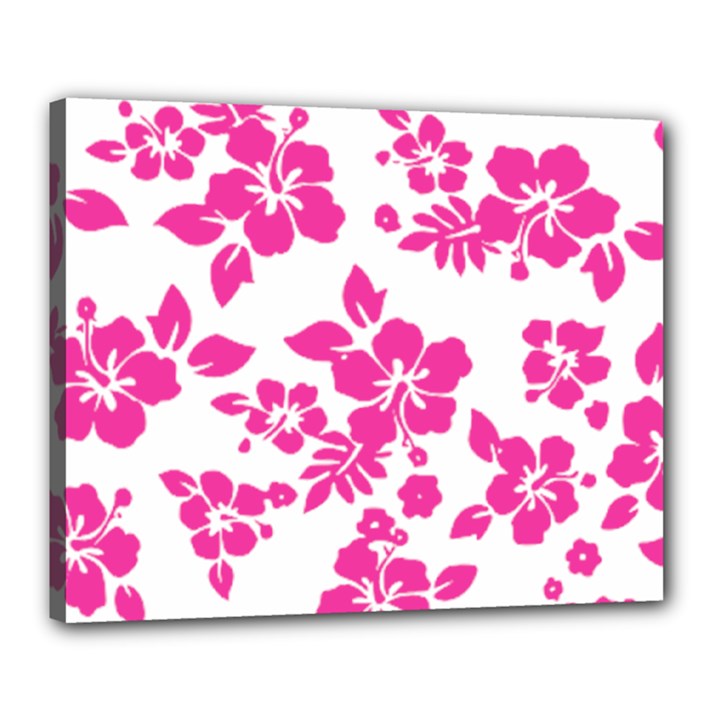 Hibiscus pattern pink Canvas 20  x 16  (Stretched)