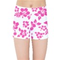 Hibiscus pattern pink Kids  Sports Shorts View1