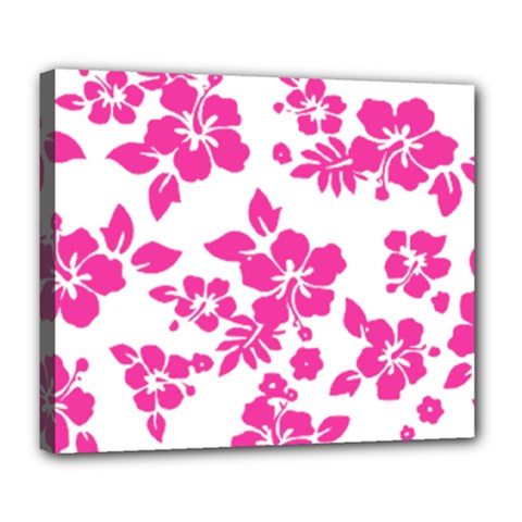 Hibiscus Pattern Pink Deluxe Canvas 24  X 20  (stretched) by GrowBasket