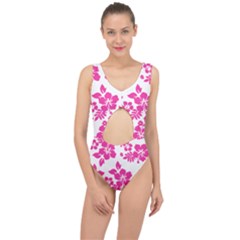 Hibiscus Pattern Pink Center Cut Out Swimsuit by GrowBasket