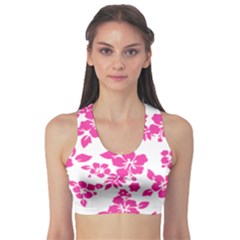 Hibiscus Pattern Pink Sports Bra by GrowBasket