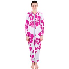 Hibiscus Pattern Pink Onepiece Jumpsuit (ladies) 