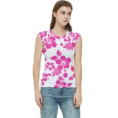 Hibiscus Pattern Pink Women s Raglan Cap Sleeve Tee by GrowBasket