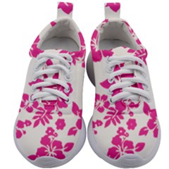 Hibiscus Pattern Pink Kids Athletic Shoes by GrowBasket