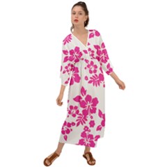 Hibiscus Pattern Pink Grecian Style  Maxi Dress by GrowBasket