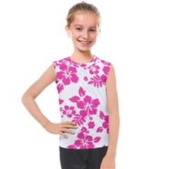 Hibiscus Pattern Pink Kids  Mesh Tank Top by GrowBasket