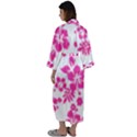 Hibiscus pattern pink Maxi Satin Kimono View2