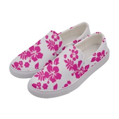 Hibiscus Pattern Pink Women s Canvas Slip Ons by GrowBasket