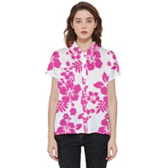 Hibiscus Pattern Pink Short Sleeve Pocket Shirt by GrowBasket