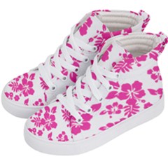 Hibiscus Pattern Pink Kids  Hi-top Skate Sneakers by GrowBasket