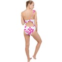 Hibiscus pattern pink Frilly One Shoulder Swimsuit View2