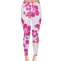 Hibiscus Pattern Pink Inside Out Leggings by GrowBasket