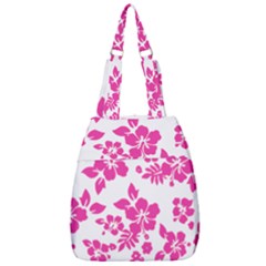 Hibiscus Pattern Pink Center Zip Backpack by GrowBasket