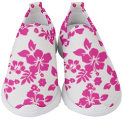 Hibiscus Pattern Pink Kids  Slip On Sneakers by GrowBasket