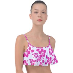 Hibiscus Pattern Pink Frill Bikini Top by GrowBasket