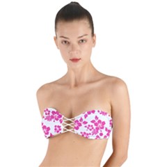 Hibiscus Pattern Pink Twist Bandeau Bikini Top by GrowBasket