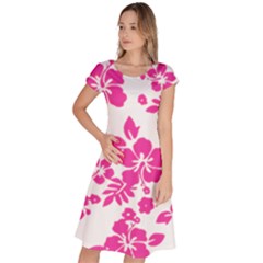 Hibiscus Pattern Pink Classic Short Sleeve Dress by GrowBasket