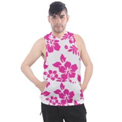 Hibiscus Pattern Pink Men s Sleeveless Hoodie by GrowBasket