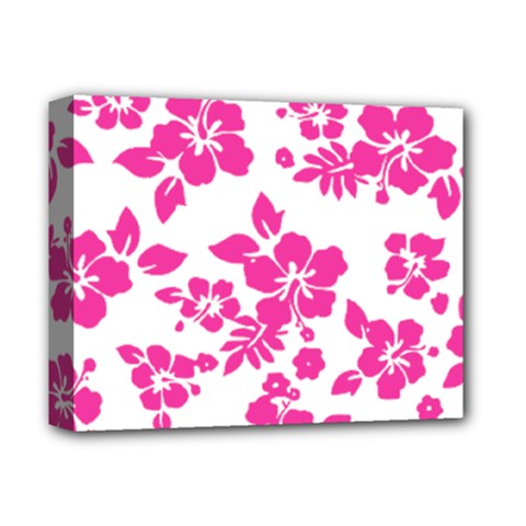 Hibiscus Pattern Pink Deluxe Canvas 14  X 11  (stretched) by GrowBasket