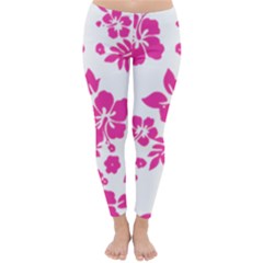 Hibiscus Pattern Pink Classic Winter Leggings