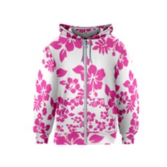 Hibiscus Pattern Pink Kids  Zipper Hoodie by GrowBasket