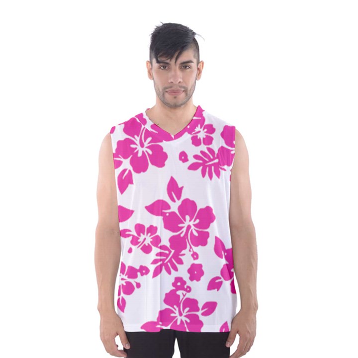 Hibiscus pattern pink Men s Basketball Tank Top