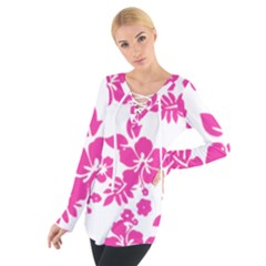 Hibiscus Pattern Pink Tie Up Tee by GrowBasket