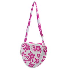 Hibiscus Pattern Pink Heart Shoulder Bag by GrowBasket