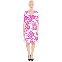 Hibiscus Pattern Pink Wrap Up Cocktail Dress by GrowBasket