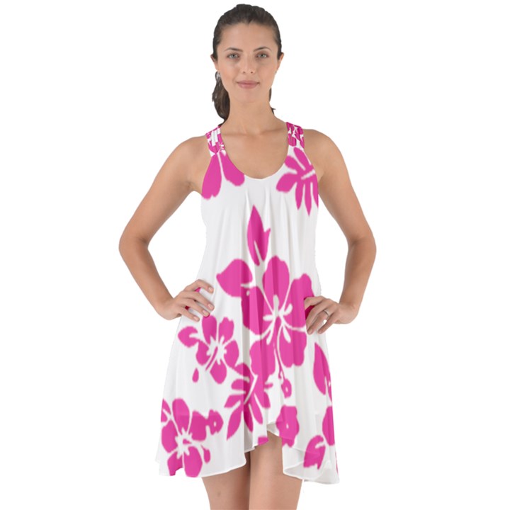 Hibiscus pattern pink Show Some Back Chiffon Dress