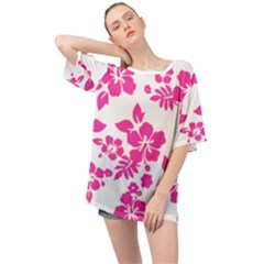 Hibiscus Pattern Pink Oversized Chiffon Top by GrowBasket