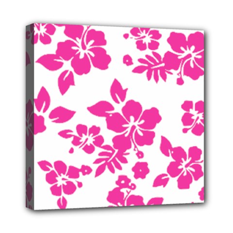 Hibiscus Pattern Pink Mini Canvas 8  X 8  (stretched) by GrowBasket