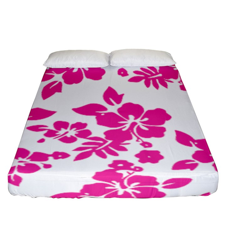 Hibiscus pattern pink Fitted Sheet (California King Size)