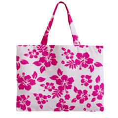 Hibiscus Pattern Pink Zipper Mini Tote Bag by GrowBasket