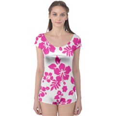 Hibiscus Pattern Pink Boyleg Leotard  by GrowBasket