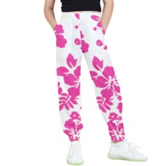 Hibiscus Pattern Pink Kids  Elastic Waist Pants by GrowBasket