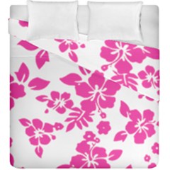 Hibiscus Pattern Pink Duvet Cover Double Side (king Size)