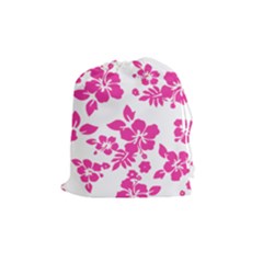 Hibiscus Pattern Pink Drawstring Pouch (medium) by GrowBasket