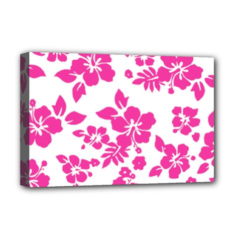 Hibiscus Pattern Pink Deluxe Canvas 18  X 12  (stretched) by GrowBasket