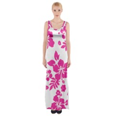 Hibiscus Pattern Pink Thigh Split Maxi Dress by GrowBasket