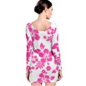 Hibiscus pattern pink Long Sleeve Velvet Bodycon Dress View2