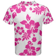 Hibiscus Pattern Pink Men s Cotton Tee by GrowBasket