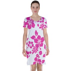 Hibiscus Pattern Pink Short Sleeve Nightdress by GrowBasket