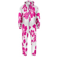 Hibiscus Pattern Pink Hooded Jumpsuit (men)  by GrowBasket