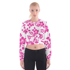 Hibiscus Pattern Pink Cropped Sweatshirt