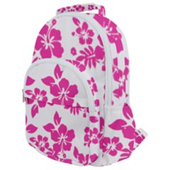 Hibiscus Pattern Pink Rounded Multi Pocket Backpack by GrowBasket