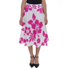 Hibiscus Pattern Pink Perfect Length Midi Skirt by GrowBasket